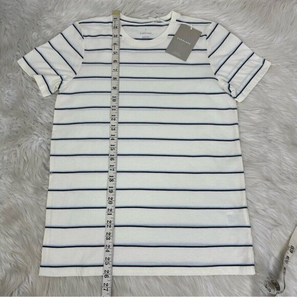 Everlane Organic Cotton Striped Crew T-Shirt White Blue Black M F-T-OCTN-CR-SS - Picture 10 of 12